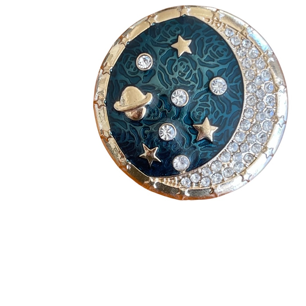 VYG enamel crystal moon star pin brooch